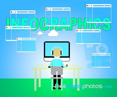 Computer Infographics Indicates Visual Illustration And Graphic Stock Image