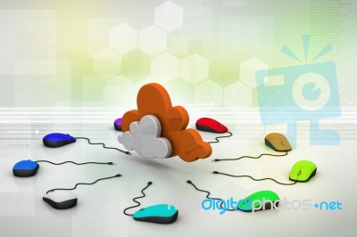 Computer Mouse Connected To A Cloud Stock Image