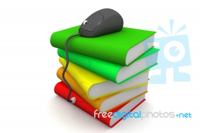 Computer Mouse On Books , Learning Concept Stock Image