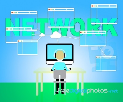 Computer Network Represents Global Communications 3d Illustratio… Stock Image