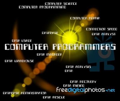 Computer Programmers Represents Software Engineer And Communicat… Stock Image