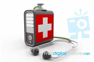 Computer Server And Stethoscope Stock Image