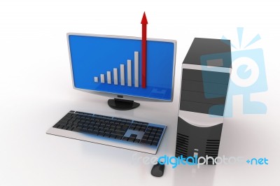 Computer Showing A Finance Graph Stock Image