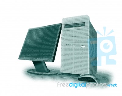 Computer Tower Monitor Mouse Stock Image