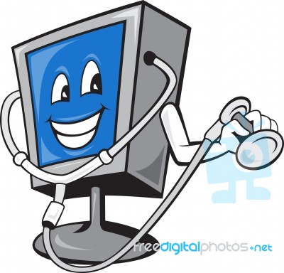 Computer Tv Monitor With Doctor Stethoscope Stock Image