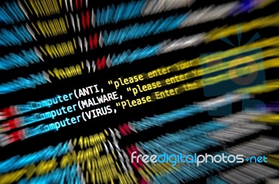 Computer Virus And Malware Attack On Desktop Stock Photo