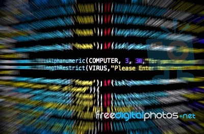 Computer Virus And Malware Attack On Desktop Stock Photo