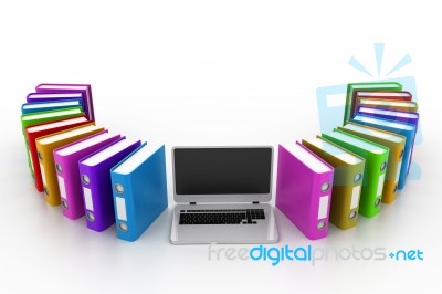 Computer With Documents Stock Image