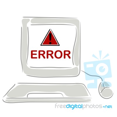 Computer With Error Icon Stock Image