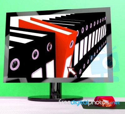 Computer With Files Stock Image