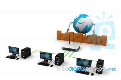 Concept Of Home Network. Sync Devices Stock Image