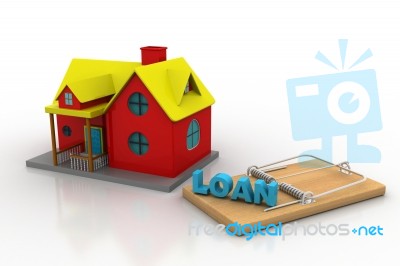 Concept Of Loan. House And Mousetrap Stock Image