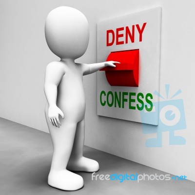 Confess Deny Switch Shows Confessing Or Denying Guilt Innocence Stock Image