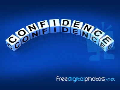 Confidence Dice Mean Believe In Yourself And Certainty Stock Image