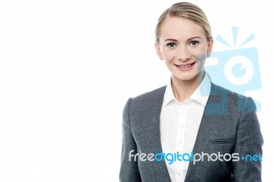 Confident Business Woman Over White Stock Photo