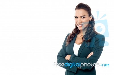 Confident Business Woman With Arms Crossed Stock Photo