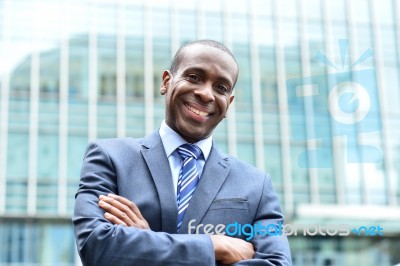 Confident Businessman Outside His Office Stock Photo