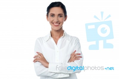 Confident Businesswoman Smiling Stock Photo