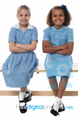 Confident Elementary School Girls Stock Photo