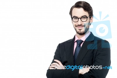 Confident Entrepreneur, Folded Arms Stock Photo