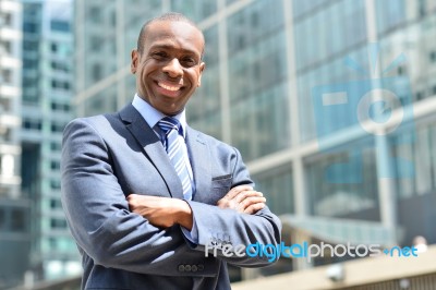 Confident Entrepreneur, Folded Arms Stock Photo