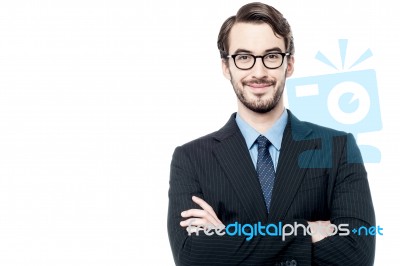 Confident Entrepreneur Posing Over White Stock Photo