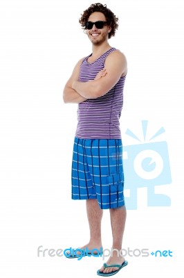 Confident Guy In Beach Wear Stock Photo