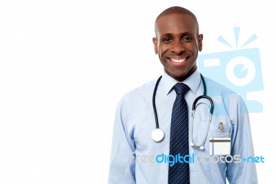 Confident Happy Physician Posing Stock Photo