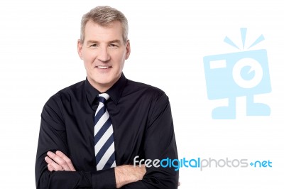 Confident Male Executive, Folded Arms Stock Photo