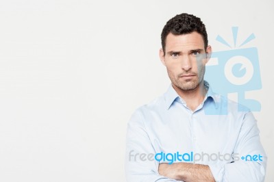 Confident Man Posing Over White Stock Photo