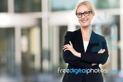 Confident Middle Aged Female Executive Stock Photo