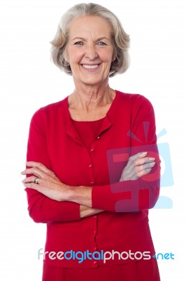 Confident Senior Smiling Woman Posing Stock Photo