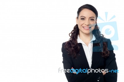 Confident Smiling Business Woman Posing Stock Photo