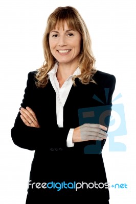 Confident Smiling Corporate Woman Stock Photo