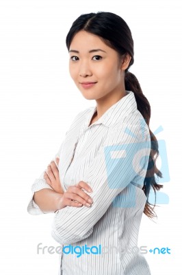 Confident Smiling Pretty Girl Stock Photo