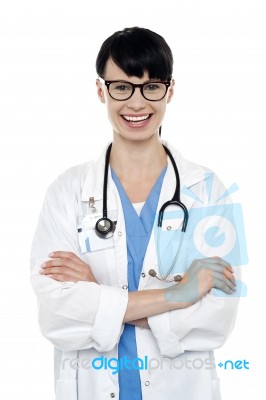 Confident Smiling Professional At Your Service Stock Photo