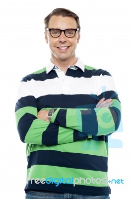 Confident Smiling Young Chap With Spectacles Stock Photo