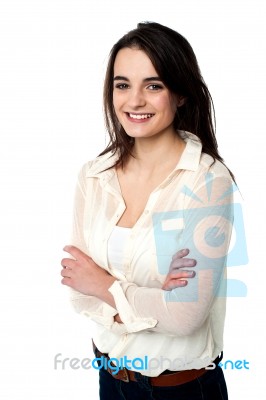 Confident Teen Girl Over White Stock Photo