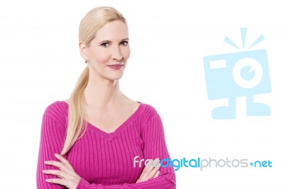 Confident Woman Over White Stock Photo