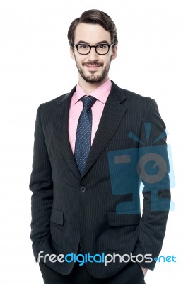 Confident Young Businessman Posing Stock Photo