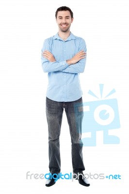 Confident Young Casual Guy, Studio Shot Stock Photo