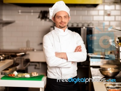 Confident Young Chef Posing Stock Photo