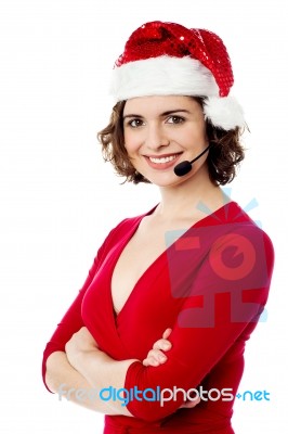 Confident Young Female Santa Stock Photo