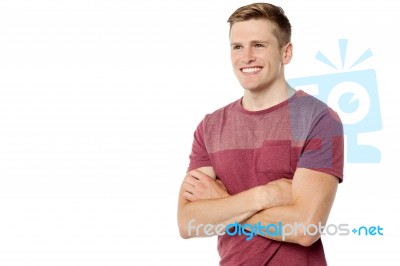 Confident Young Guy Looking Away Stock Photo