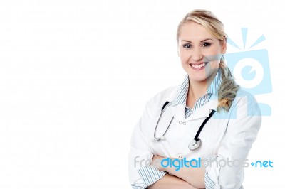 Confident Young Smiling Female Doctor Stock Photo