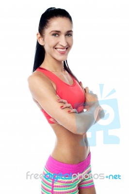 Confident Young Smiling Fit Woman Stock Photo