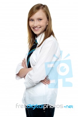 Confident Young Stylish School Girl Stock Photo