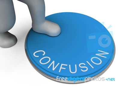 Confusion Button Shows Muddle Unclear And Unsure Stock Image