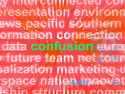 Confusion Word Cloud Means Confusing Confused Dilemma Stock Image