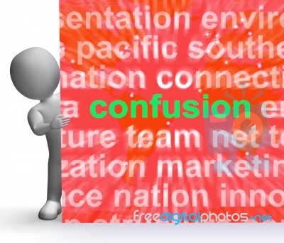 Confusion Word Cloud Sign Means Confusing Confused Dilemma Stock Image